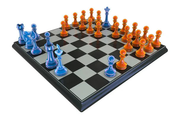 체스의 컴퓨터 일러스트 조각을 가지고 이를가지고 비대칭 변형이다 삽화는 전략으로부터의 — 스톡 사진