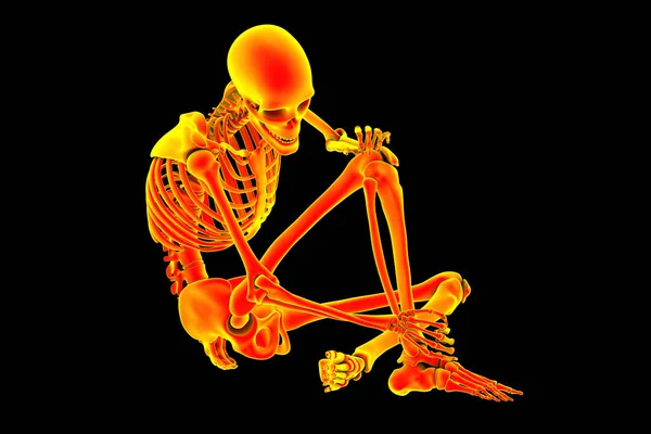 Illustration Human Skeleton Sitting Holding Its Ankle Due Ankle Pain — Stock Photo, Image