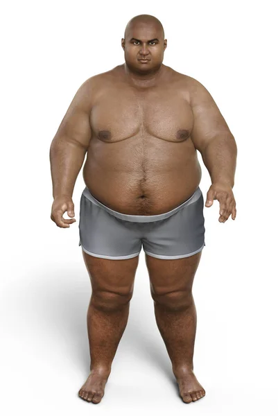 Obez Adam Ayakta Duruyor Bilgisayar Illüstrasyonu Obezite Potansiyel Davranış Sorunları — Stok fotoğraf