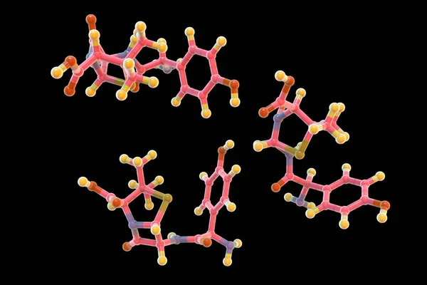 阿莫西林分子模型阿莫西林是一种用于治疗细菌感染的抗生素 — 图库照片
