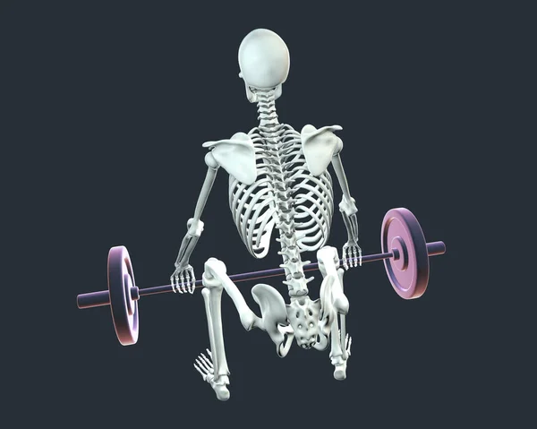 Esqueleto Humano Levantando Una Barra Ilustración Conceptual Por Computadora —  Fotos de Stock