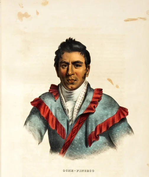 Oche Finceco 北美印第安人部落的历史 一书中的说明 附有主要酋长的传记和轶事 — 图库照片