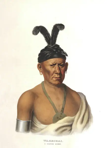 Wakechai Wodzu Sauk Ilustracja Książki Historia Plemion Indian Ameryki Północnej — Zdjęcie stockowe