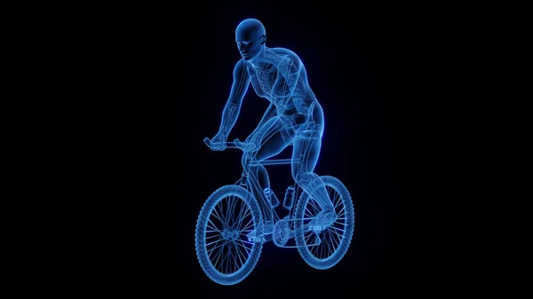 男子自行车 3D插图黑色背景 — 图库照片