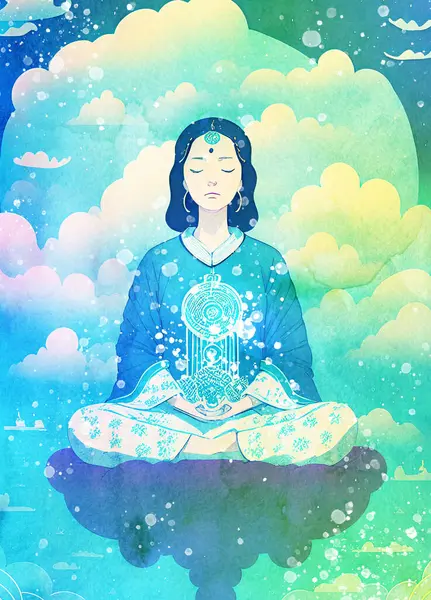Meditation Bunte Illustration — Stockfoto