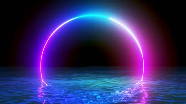 Neon Ocean Begrebsmæssig Illustration - Stock-foto