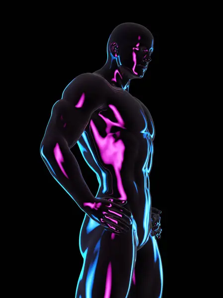 Corpo Masculino Muscular Ilustração Sobre Fundo — Fotografia de Stock