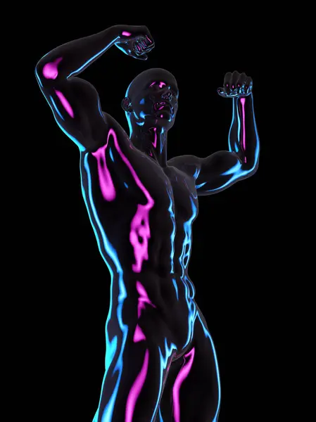 Muskularne Męskie Ciało Ilustracja Tle — Zdjęcie stockowe