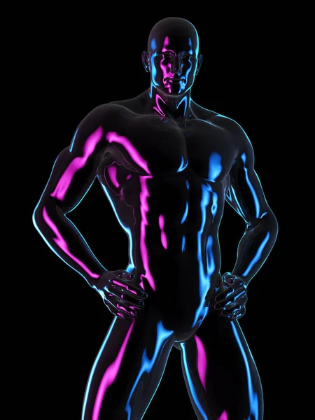 Muskulös Manlig Kropp Illustration Bakgrund — Stockfoto