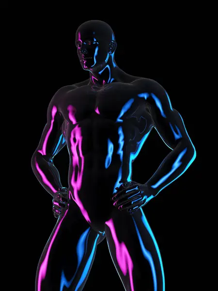 Мышечное Мужское Тело Иллюстрация Заднем Плане — стоковое фото