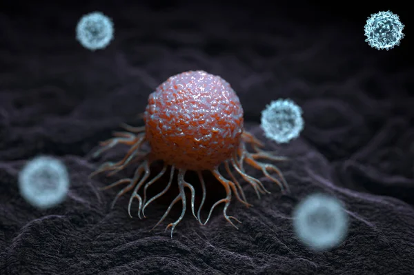 Immune response to cancer, illustration.