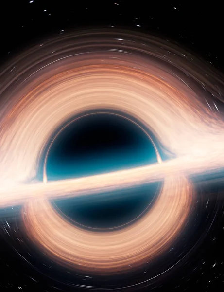 Dzieło Czarnej Dziury Widziane Orbitującej Planety Czarna Dziura Obszar Czasoprzestrzeni — Zdjęcie stockowe