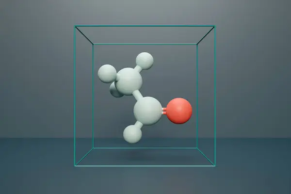 Acetaldehyde Ethanal Molecule Chemical Structure Rendering Molecule Atoms Represented Spheres — Stock Photo, Image