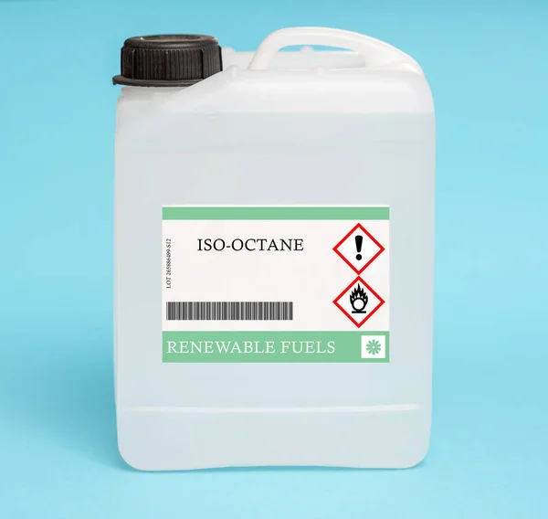 Canister Iso Octane Synthetic Fuel Made Isobutene Formaldehyde Has High — Stock Photo, Image