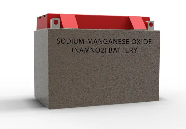 ナトリウム マンガン酸化物 Namno2 ナトリウム マンガン酸化物電池は リチウムイオン電池の潜在的な代替として研究されています エネルギー密度が高く リチウムイオン電池よりも安全です — ストック写真