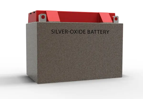 氧化银电池 氧化银电池是一种主要的电池 常用于手表 计算器和助听器等小型电子设备中 它的能量密度高 寿命长 — 图库照片