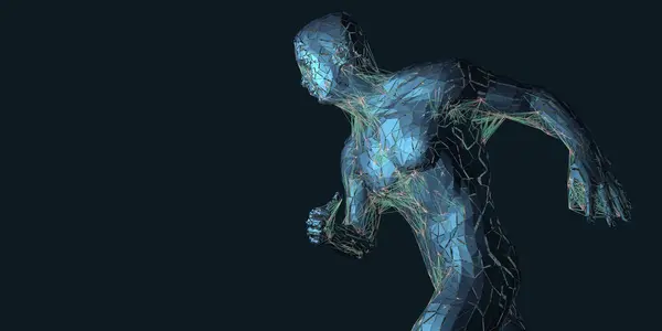 Transparent Human Body Motion Internal Connections Illustrate Movement Impulses Nerve — Stock Photo, Image