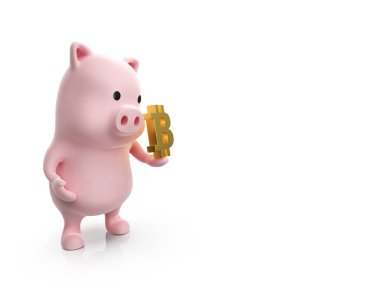 3d render of Pig with expression on white background
