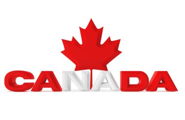 Kanada 3D gün canlandırması beyaz arka planda gölgeli izole edilmiş