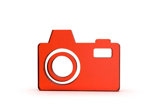 Camera Pictogram Geïsoleerd Witte Achtergrond Met Schaduw — Stockfoto