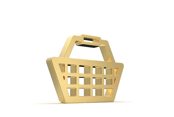 Shopping Basket Icon Rendered Isolated White Background Shadow — Stock Photo, Image