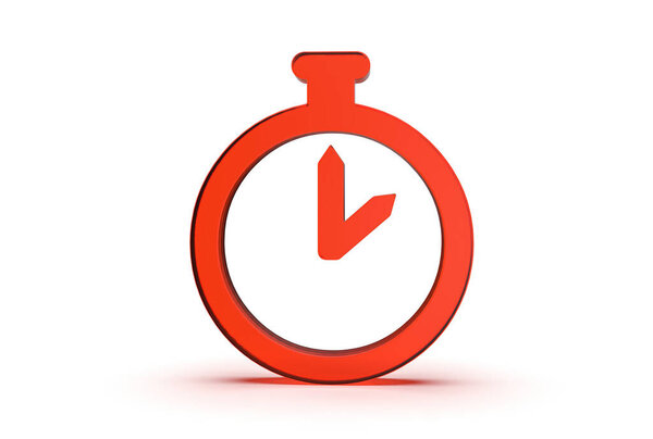 Stopwatch icon  3d rendered isolated on white background with shadow