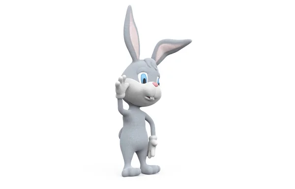 Paskalya Tavşanı Beyaz Arka Planda Izole Bir Şekilde Sallıyor — Stok fotoğraf