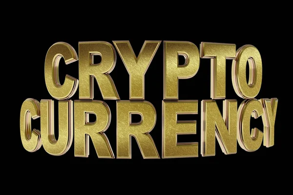 Gouden Woord Crypto Munt Zwarte Achtergrond — Stockfoto