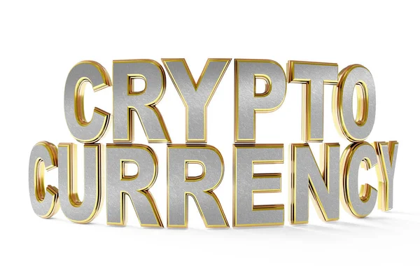 Gouden Woord Crypto Munt Witte Achtergrond — Stockfoto