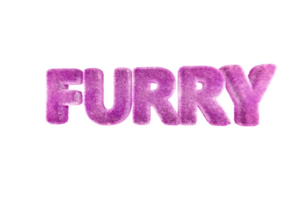 Słowo Furry Bardzo Futrzaste Napisane Białym Tle — Zdjęcie stockowe