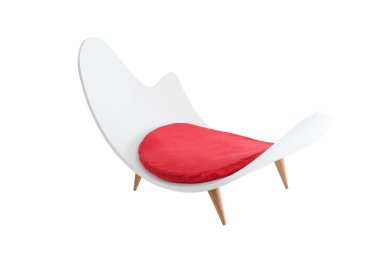 Tahta kedi ve köpek yatağı beyaz arka planda gölgesiz