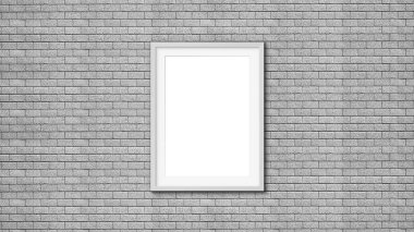 Blank frames mockup on brick wall