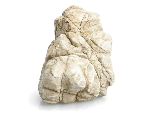 Pedra Natural Única Fundo Branco Foco Seletivo Com Profundidade Rasa — Fotografia de Stock