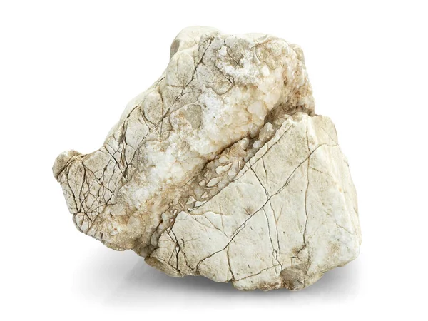 Pojedynczy Kamień Naturalny Białym Tle Selektywna Ostrość Płytką Głębią Ostrości — Zdjęcie stockowe