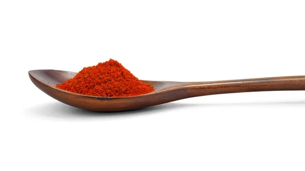 Chili Powder Wooden Spoon White Background Cayenne Pepper — Stock Photo, Image