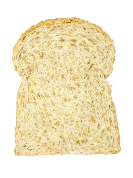 Čerstvý Chléb Izolovaný Bílém Pozadí Plátky Chleba Horní Pohled — Stock fotografie