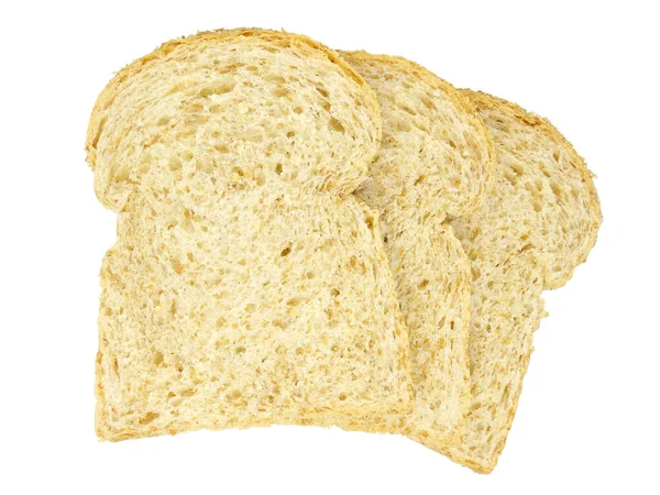 Fresh Bread Isolated White Background Bread Slices Top View — Stock Photo, Image
