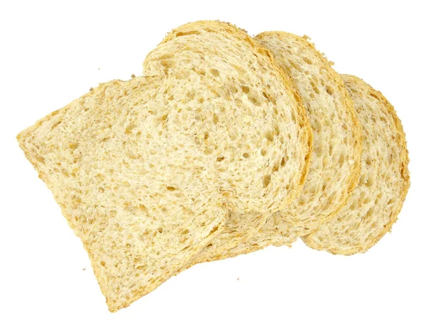 Свіжий Хліб Ізольований Білому Тлі Скибочки Хліба Вид Зверху — стокове фото