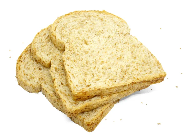 Fresh Bread Isolated White Background Bread Slices Top View — 스톡 사진