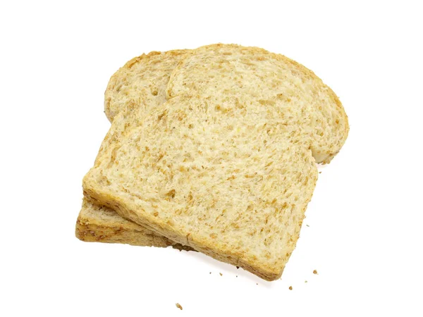 Frisches Brot Isoliert Auf Weißem Hintergrund Brotscheiben Von Oben — Stockfoto