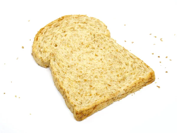 在白色背景上分离的新鲜面包 面包片顶部视图 — 图库照片