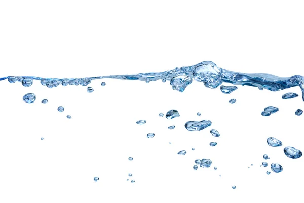 Onda Água Bolhas Isoladas Fundo Branco Respingo Água Com Bolhas — Fotografia de Stock