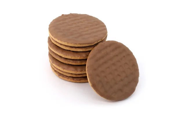 Chocolate Coated Biscuit Isolated White Background Selective Focus — Stock Photo, Image