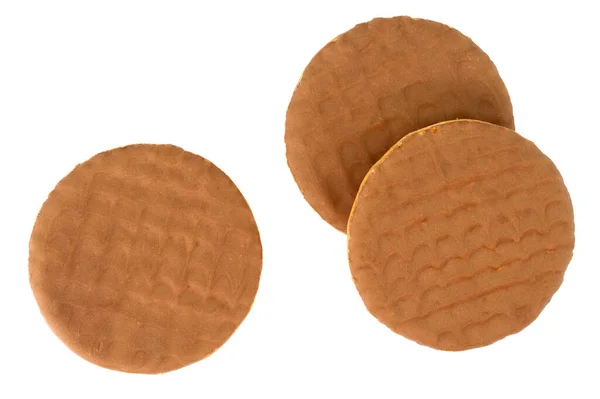 Chocolade Gecoat Biscuit Geïsoleerd Witte Achtergrond Selectieve Focus — Stockfoto