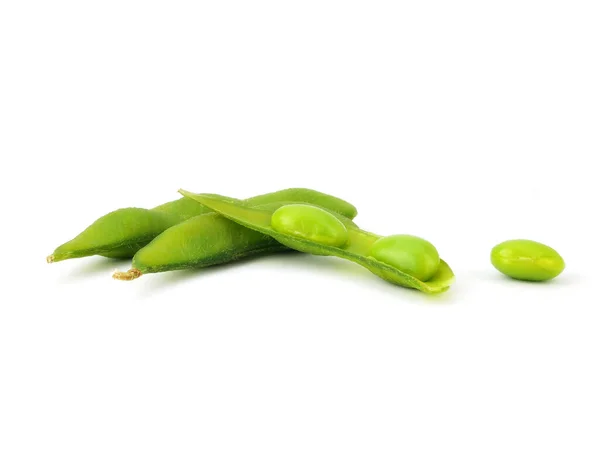 Edamame Bohnen Isoliert Auf Weißem Hintergrund Grüne Sojabohnen Samen — Stockfoto
