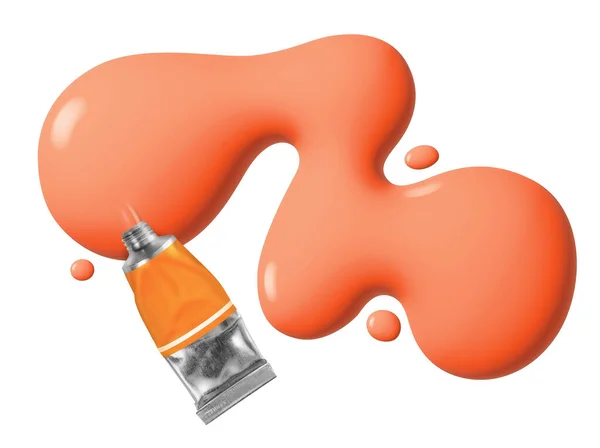 Realistic Paint Tubes Isolated White Background Pastel Color Orange Paint — Stock Photo, Image