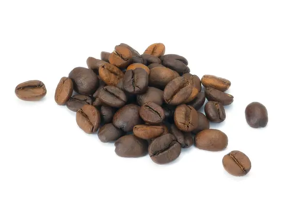 Kávébab Fehér Alapon Izolált Csoportja — Stock Fotó