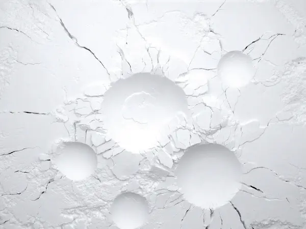 White flour texture background. Abstract powder texture. White powder surface with cracks and a round crater.