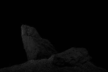 Siyah taş ve kum dokusu görüntüsü. Model için.