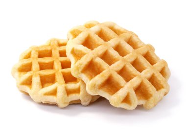 Beyaz arka planda iki yuvarlak waffle.